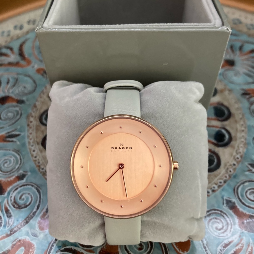 Skagen Round Slim Leather Watch, 38mm